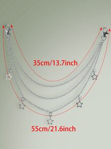 ROMWE Fairycore Cadena de pantalón a capas con diseño de estrella - Plateado - Ver 4