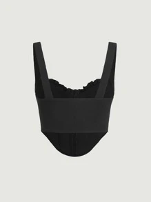 SHEIN MOD 褶邊弧形下擺吊帶上衣