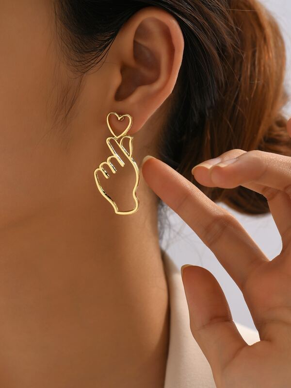 Heart & Gesture Drop Earrings
