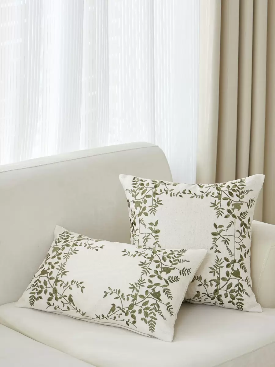 1 pièce Taie d'oreiller brodée de feuilles, décoration de maison pour salon, chambre à coucher, fête, toutes les saisons