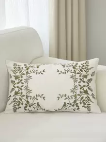1 pièce Taie d'oreiller brodée de feuilles, décoration de maison pour salon, chambre à coucher, fête, toutes les saisons - Vert - Voir 9
