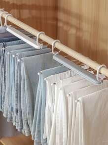 1pc Multifunctional Folding Pants Hanger, Multi-Layer Closet Traceless Pants Storage Rack, Wardrobe Hanger, Non-Slip Pants Clip Clothes Hanger, Space-Saving High-Quality Plastic + Stainless Steel Foldable Magic Pants Hanger - Multicolor - View 7