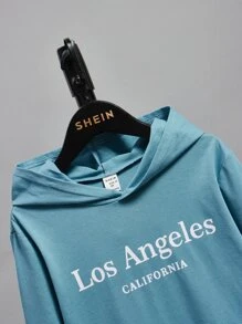 SHEIN Tops con trai Túi Lá thư Giải trí - Màu xanh Cadet - Xem 3
