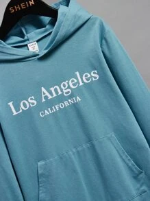 SHEIN Tops con trai Túi Lá thư Giải trí - Màu xanh Cadet - Xem 5