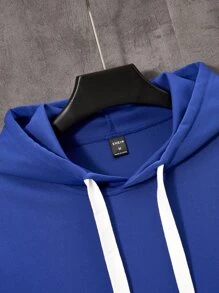 Manfinity Men Cartoon Face Print Drawstring Thermal Lined Hoodie - Blue - View 8