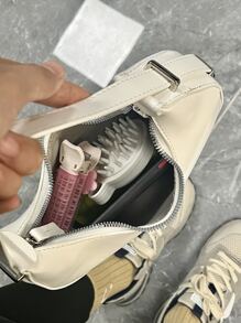 Thời trang mới Túi đeo chéo vai đa năng có thể tháo rời hình lưỡi liềm trong khí quyển đơn giản, để đi lại hàng ngày và đi chơi - trắng - Xem 5