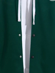 Manfinity EMRG Men Letter Graphic Varsity Jacket Without Hoodie - Green - View 3
