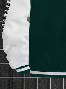 Manfinity EMRG Men Letter Graphic Varsity Jacket Without Hoodie - Green - View 6