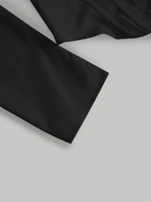 SHEIN MOD 雞心領口泡泡袖短款襯衫 - 黑色 - 查看 4