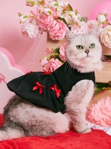 PETSIN Bow Decor Pet Dress - Black - View 2