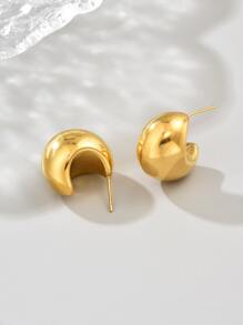 1 Pair 18K Gold Plated Stainless Steel Stud Earrings, Stainless Steel Jewelry, Gold Earrings, Holiday Gift, Mardi Gras Earrings
