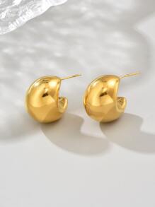 1 Pair 18K Gold Plated Stainless Steel Stud Earrings, Stainless Steel Jewelry, Gold Earrings, Holiday Gift, Mardi Gras Earrings