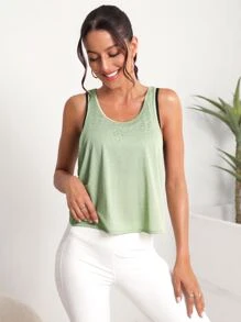 Criss Cross Backless Sports Tank Top - Mint Green - View 2