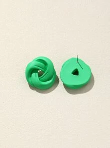 Bông tai đinh chi tiết xoắn - màu xanh lá - Xem 2