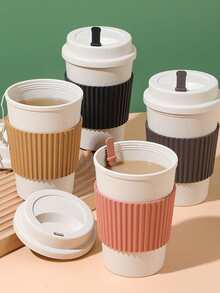 1 pieza portátil Vaso con de color al azar Cuchara de mezcla - Negro - Ver 3