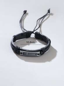 Thời Trang Và Phổ Biến 1 Vòng Đeo Tay Đeo Chéo Nam PU Polyurethane Có Thể Điều Chỉnh Cổ Điển Nhân Tạo Trang Sức Cho Món Quà Trang Sức Và Cho Vẻ Ngoài Phong Cách - màu đen - Xem 3