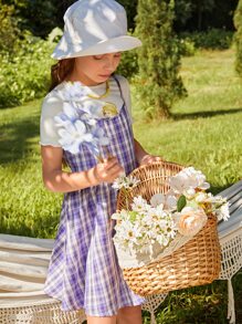 SHEIN Girls Plaid Print Ruffle Hem Cami Dress Without Tee - Multicolor - View 7