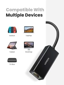 UGREEN 以太网适配器 USB 2.0 至 10/100 网络 RJ45 Lan 有线适配器兼容 Macbook 小米华为电视盒 U Chromebook OS Surface Pro Linux ASIX AX88772 芯片组 - 黑色 - 查看 5