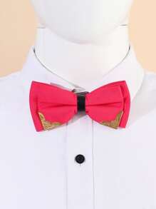 Hombres corbata de lazo con diseño metal - Rosa Fucsia - Ver 1