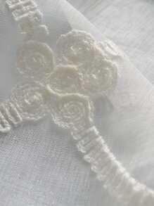 Rèm vải đơn thêu hoa - trắng - Xem 5