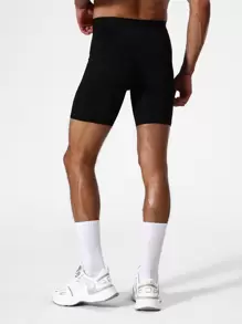 Manfinity Sport Corelite 男友风男士纯色运动紧身裤打底短裤 - 黑色 - 查看 6