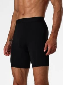 Manfinity Sport Corelite 男友风男士纯色运动紧身裤打底短裤 - 黑色 - 查看 5