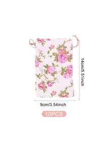 10pcs Floral Pattern Drawstring Gift Bag - Multicolor - View 3