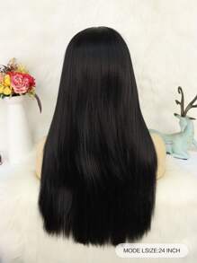 1 Bộ Tóc Giả Tổng Hợp Dài Thẳng Có Bangs Và 1 Bộ Tóc Giả Bộ Đội - màu đen - Xem 2