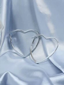 6 đôi bông tai trang trí trái tim và đá rhinestone, trang sức bằng thép không gỉ - Bạc - Xem 4