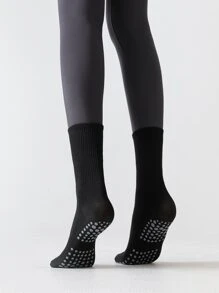 Sports Outdoor 1 Pair Grip Socks For Women, Non Slip Pilates Yoga Socks With Double Stripes Non Slip Socks For Workout, Ballet, Athletic Socks