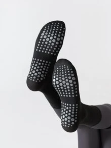 Sports Outdoor 1 Pair Grip Socks For Women, Non Slip Pilates Yoga Socks With Double Stripes Non Slip Socks For Workout, Ballet, Athletic Socks