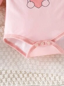 嬰兒嬰兒卡通圖案連體衣和愛心圖案長褲和頭巾 - 彩色 - 查看 5