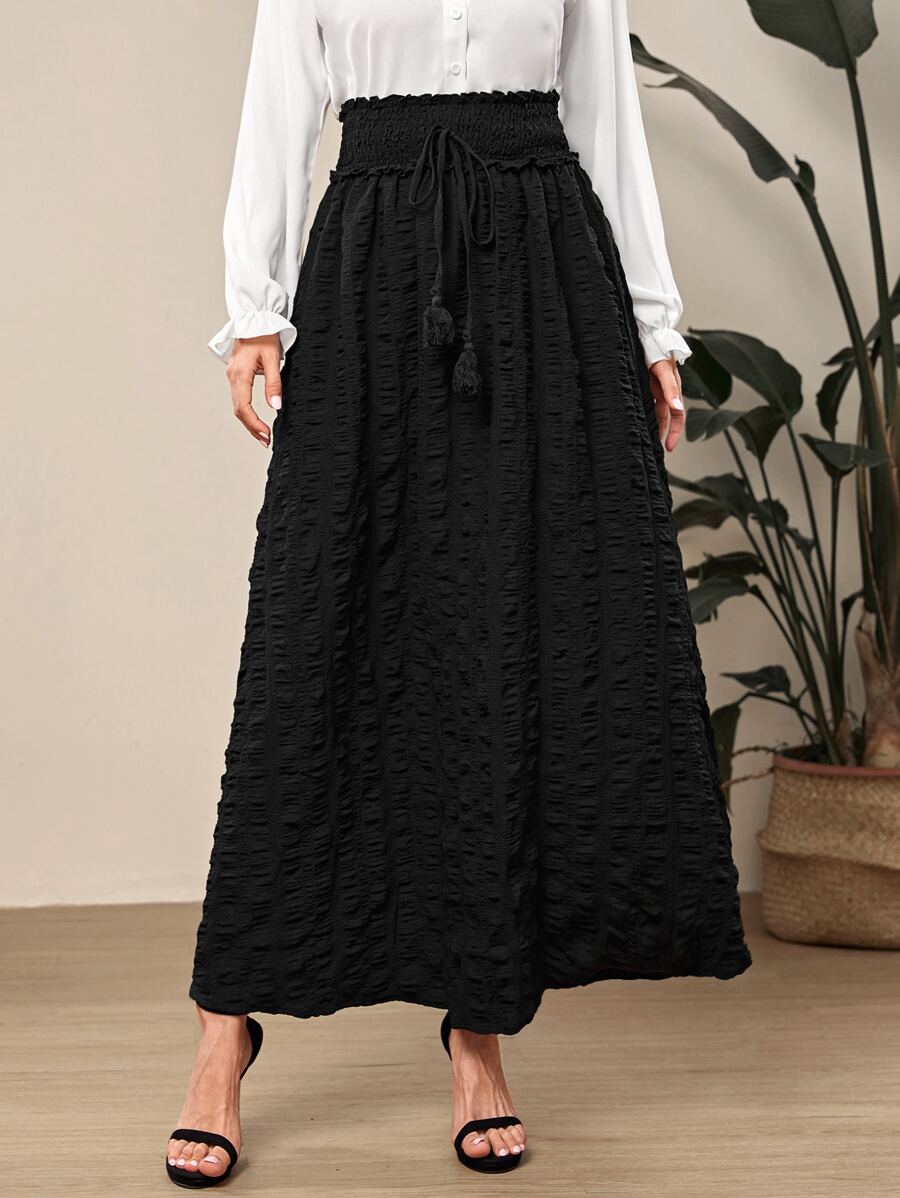 EMERY ROSE Váy nữ Thắt nút Dải chun Quần paper-bag màu trơn Thanh lịch - màu đen - Xem 1