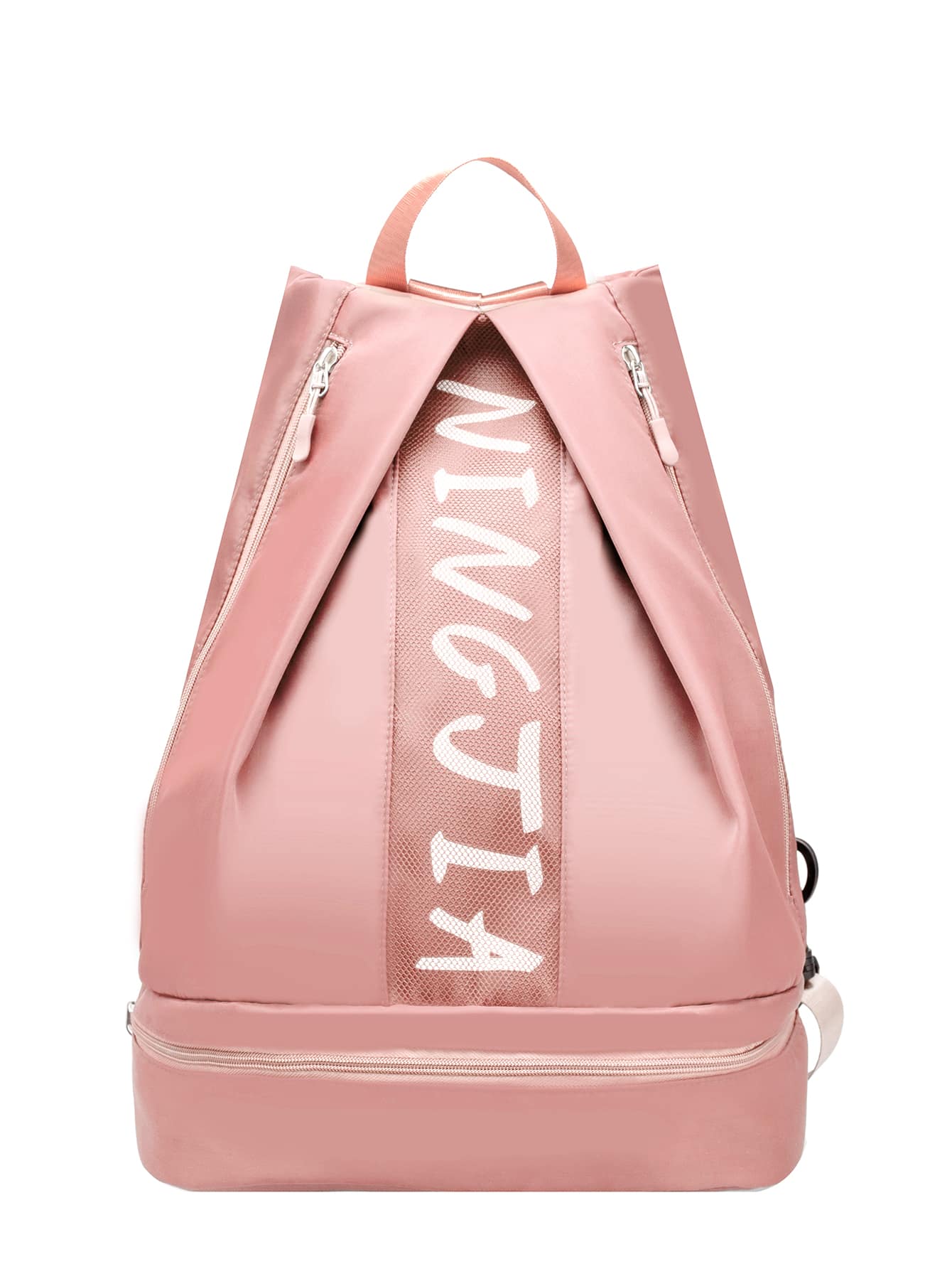 Letter Graphic Contrast Tape Training Bag - Pink - View 1