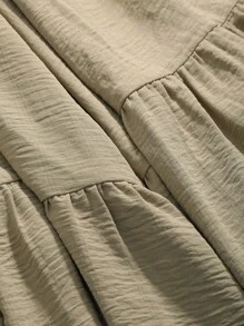 DAZY Solid Ruffle Hem Wide Leg Trousers - Khaki - View 5