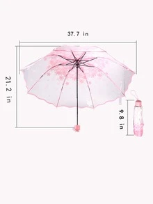 Flores transparentes y románticas, cúpula de burbujas, paraguas gótico de diseño bonito, para viento, lluvia pesada, paraguas de sol para mujer - Rosa - Ver 2
