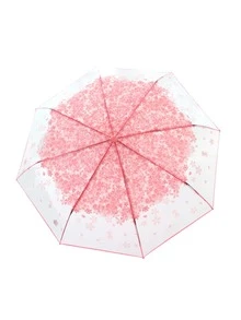 Flores transparentes y románticas, cúpula de burbujas, paraguas gótico de diseño bonito, para viento, lluvia pesada, paraguas de sol para mujer - Rosa - Ver 4