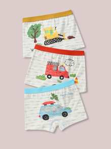 Young Boys' Cartoon Printed Underwear - White - View 1