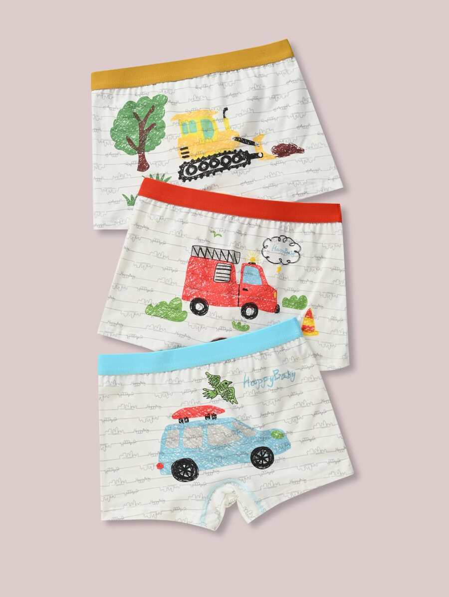 Young Boys' Cartoon Printed Underwear - White - View 1