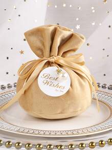 10 piezas unicolor Bolsa de regalo con cinta & Etiqueta - Champán - Ver 1