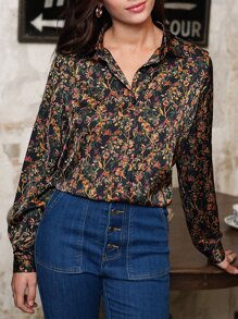 SHEIN Frenchy 碎花前紐扣襯衫 - 彩色 - 查看 1