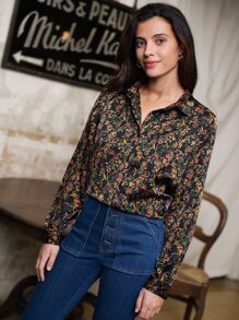 SHEIN Frenchy 碎花前紐扣襯衫 - 彩色 - 查看 3