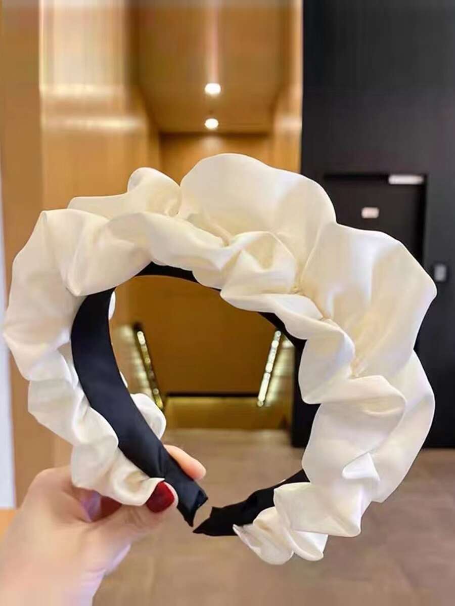 Solid Ruched Headband,Hairband,Hair Hoop Headbands Hair Accessories Head Accessories - White - View 1