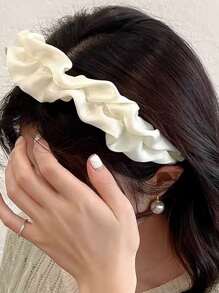 Solid Ruched Headband,Hairband,Hair Hoop Headbands Hair Accessories Head Accessories - White - View 2