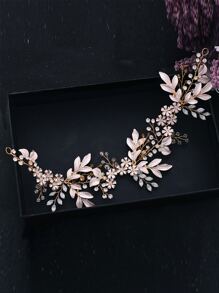 1 件復古合金和水鑽婚禮腰帶,帶有珍珠和水晶,適合新娘或晚禮服