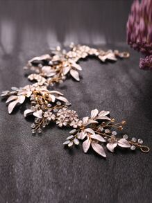 1 件復古合金和水鑽婚禮腰帶,帶有珍珠和水晶,適合新娘或晚禮服