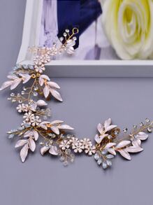 1 件復古合金和水鑽婚禮腰帶,帶有珍珠和水晶,適合新娘或晚禮服