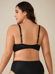 Sujetador con encaje en contraste con aro - Negro - Ver 2