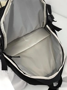 15inch Foldable Men Colorblock Letter Patch Casual Daypack - Black and White - View 8