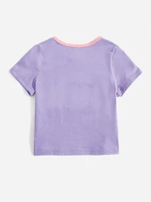 SHEIN Tops em bé Khối Màu In hoa Báo - Nhiều màu - Xem 2